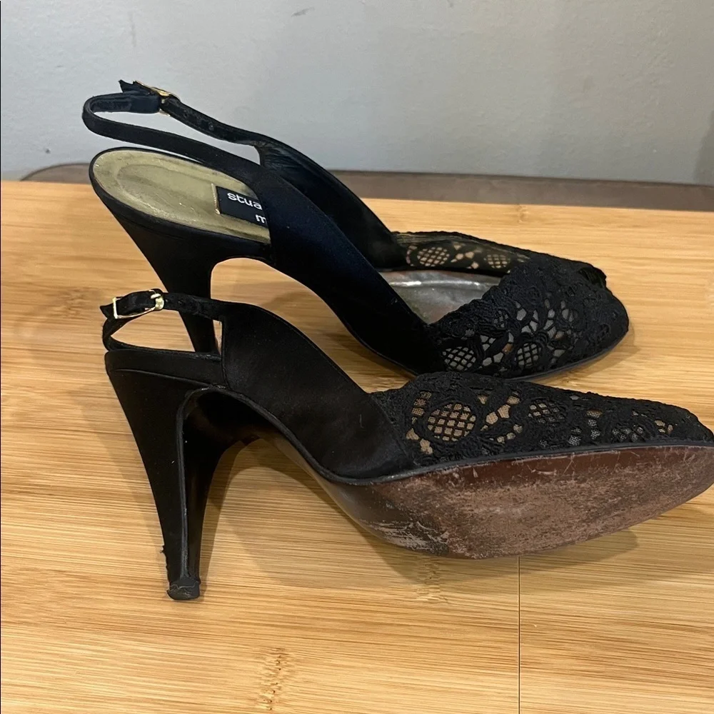 Vtg Stuart Weitzman for Martinique Satin Slingback 7.5 B